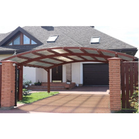 Навіс для 2-х автомобілів профільований полікарбонат монолітний SUNTUF 5,35х6 м