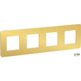 Рамка четырехместная горизонтальная Schneider Unica New Studio Color золото с бежевым