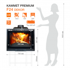 Камінна топка KAWMET Premium SIREN F24 14 кВт 750х587х467 мм Луцьк