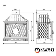 Камінна топка KAWMET W1 Feniks 18 кВт 680х530х435 мм Луцьк