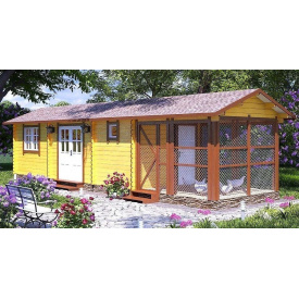 Деревянный хозблок с курятником из бруса 3х10.5 м