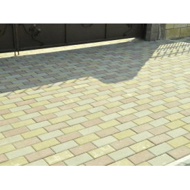 Тротуарная плитка Вавилон 5, 5 см оливковая на сером цементе