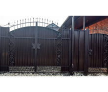 Ворота с калиткой профнастил кованые закрытые Legran