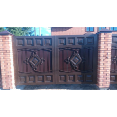 Ворота с профнастилом закрытые с коваными элементами Legran Киев