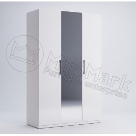 Шафа 3Д з дзеркалом білий глянець Фемелі Міро-Марк