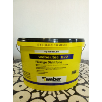 weber tec 822 (8кг цвет - серый) Эластичная полужидкая гидроизоляционная мастика готовая к нанесению