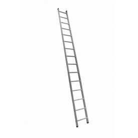 Алюминиевая односекционная приставная усиленная лестница на 15 ступеней (полупрофессиональная)