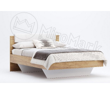 Кровать 140 Асти мягкая спинка дуб крафт + белый глянец без каркаса Миро-Марк