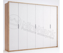 Шкаф Асти 6Д без зеркал дуб крафт + белый глянец Миро-Марк