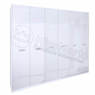 Шкаф Белла 6Д без зеркал белый глянец Миро-Марк