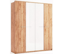 шкаф Ники 4Д дуб крафт + белый глянец комбинированные двери без зеркал Миро-Марк