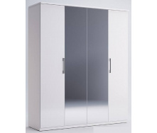 Шкаф Фемели 4Д белый глянец с зеркалами Миро-Марк