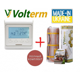 Кабельний мат Volterm Hot Mat 8,8м²/1500Вт/ 180Вт/м² тепла підлога електрична під плитку з програмованим терморегулятором Е51