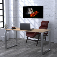 Письмовий стіл Loft-design Q-160 світлий дуб борас на металевих ніжках хром прямий