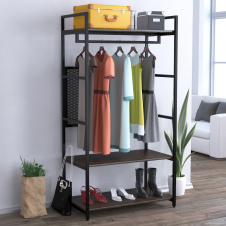 Стелаж--шафа для одягу LV-100 Loft-Design підлоговий вішак-стійка із поличками венге