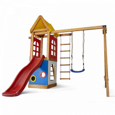 Дитячий ігровий комплекс дерев'яний Babyland-25 Sportbaby 2400х3100х1540 мм з гіркою та гойдалками