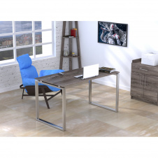 Письмовий стіл Loft-design Q-135х70х76 см ніжки метал-Хром стільниця лдсп Дуб темний-палена