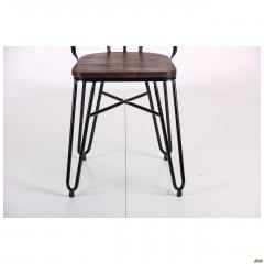 Металевий стілець Clapton чорний з дерев'яним сидінням гевея колір під горіх Володарськ-Волинський