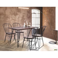 Металевий стілець Clapton чорний з дерев'яним сидінням гевея колір під горіх Володарськ-Волинський