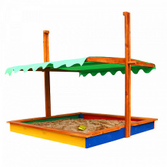 Детская песочница-24 SportBaby 1450х1450х1400 мм деревянная с крышкой-тентом Полтава