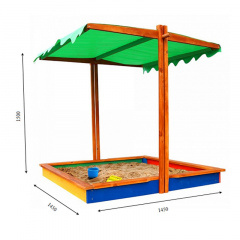 Детская песочница-24 SportBaby 1450х1450х1400 мм деревянная с крышкой-тентом Полтава