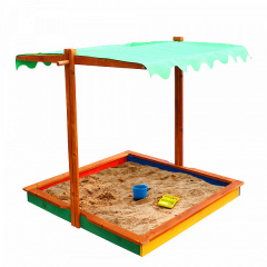 Детская песочница-24 SportBaby 1450х1450х1400 мм деревянная с крышкой-тентом Полтава