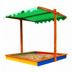 Детская песочница-24 SportBaby 1450х1450х1400 мм деревянная с крышкой-тентом Полтава