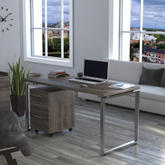 Письмовий стіл Loft-design Q-160 сірий дуб-палена на металевих ніжках хром Ковель