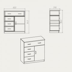Комод Компанит Комод-1-3-1 800x850x390 яблоня Харьков