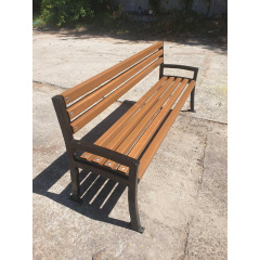 Уличная скамейка садово-парковая Мегасити деревянная 1,8 м на чугунных ножках с подлокотниками Киев