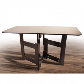 Кухонний стіл-книжка Лайт Трансформер 140 см розкладний тонкий 8 см з дсп венге-темний