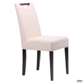 Обеденный стул АМФ Вега ножки дерево -темный орех сидение мягкое - бежевый кожзам