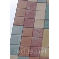 Тротуарная плитка “Квадрат” Стандарт УМБР 60мм, цветная на белом цементе Полтава