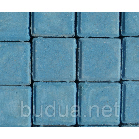 Тротуарная плитка “Квадрат” Стандарт УМБР 40мм, синяя на белом цементе