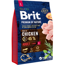 Сухой корм Brit Premium Adult L для взрослых собак крупных пород со вкусом курицы 3 кг
