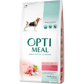 Сухой полнорационный корм Optimeal для собак средних пород со вкусом индейки 12 кг