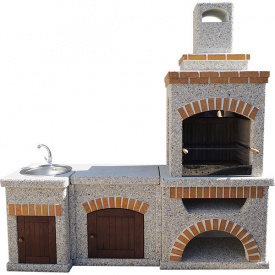 Камін піч барбекю Манчестер з двома столами (№1 + №2) і дверцятами