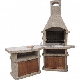 Камин барбекю Сицилия угловой со столом и дверцами