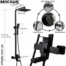 MIXXUS KUB-009-J BLACK Душевая колонна со смесителем из нерж. стали SUS304