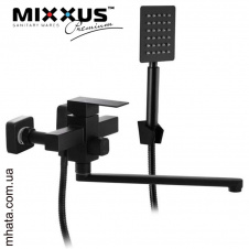 Смеситель для ванны длинный нос MIXXUS KUB EURO Black из нерж. стали (Chr-006), Польша
