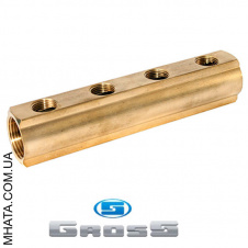 Коллекторная балка на 1"х1/2" на 4 выхода Gross