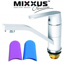 Змішувач для умивальника ялинка на гайці 15см MIXXUS Tiger White білий Chr-004 ,