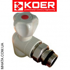 KOER Кран радиаторный угловой шаровый 20х1/2"н с антипротечкой