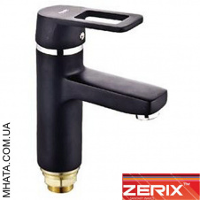 Змішувач для умивальника на гайці Zerix Z1030-6 Black Chr-001
