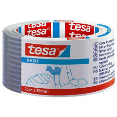 Тканевая лента BASIC Tesa серая 25 м 50 мм Ровно