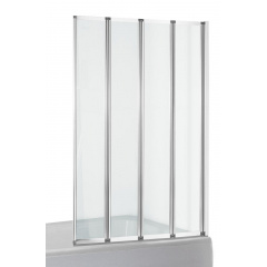 Шторка-гармошка на ванну 89*140см, прозрачное стекло 5мм, профиль хром Николаев