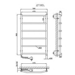 Электрический полотенцесушитель KOSSER Трапеция 800x500/6 EL ДТ10EL Покровськ