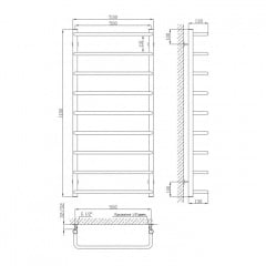 Полотенцесушитель Kosser Скоба 1100х530/9 (ДС13) Орехов