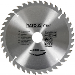 Диск пильный YATO по дереву 210х30x3.2x2.2 мм, 40 зубцов (YT-6067) Хмельницький