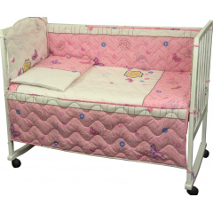 Комплект постельного белья + бортик в детскую кроватку Руно бязь Бабочки и цветочки розовый Житомир